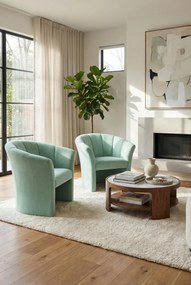 Miętowy tapicerowany fotel wypoczynkowy do salonu D2-E16