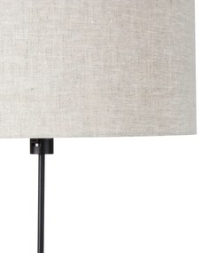 Lampa podłogowa czarna regulowana z kloszem jasnoszarym 50 cm - ParteDesignerski Oswietlenie wewnetrzne