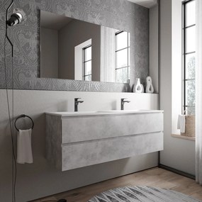 Szafka podumywalkowa AVA 160 cmZ podwójną umywalką z odlewu mineralnego CREAM