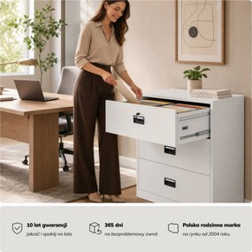 Szafa kartotekowa metalowa biała, 900x1020x600 mm: SARA XL V3