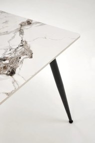 Stół EMILIO 140x80 biały marmur/czarny HALMAR