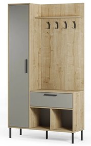 Zielono-naturalny zestaw do przedpokoju w dekorze dębu 108x195x35 cm Heidy – Marckeric