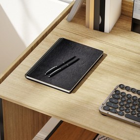 HOMCOM Składane biurko komputerowe z 2 rozsuwanymi płytami, dużo miejsca dla monitorów, metalowe nogi, solidna konstrukcja, Dąb+Czarny