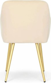 Zestaw 6 beżowych welurowych krzeseł pikowanych B1-B03