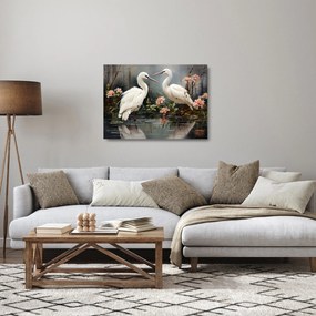 Obraz na szkle - Białe żurawie (70x50 cm)