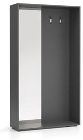 Wieszak ścienny BORDER z lustrem, 2 haczyki, grafit