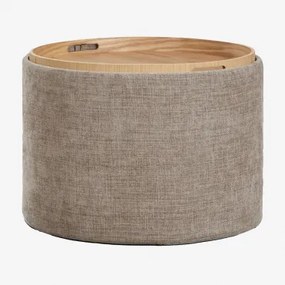 Okrągły, Tapicerowany Stolik Kawowy Berkeleni Z Tacą I Schowkiem Ø55 Cm & Tkaniny Szary Kret - Sklum