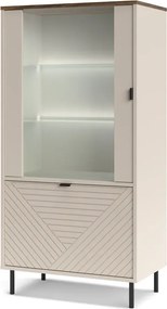 Witryna niska na nóżkach z led kaszmir + dąb castello E3-G27