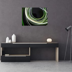 Obraz na szkle-  zielone kreski (70x50 cm)