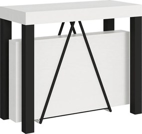 Konsola rozkładana 90x40/300 cm Tiris frassino biała rama w kolorze antracytu