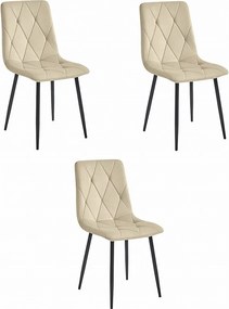 Krzesło Valora TYRA z nogami z aksamitu w kolorze czarnym, zestaw 3 szt.