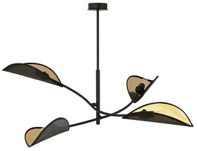 Lampa sufitowa do nowoczesnego salonu - Lotus BL 4, czarno – złota