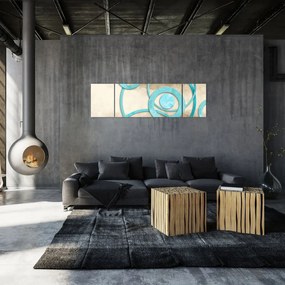 Obraz - Niebieskie koła na akwareli (170x50 cm)