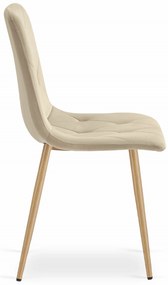 Jasnobeżowe aksamitne krzesło jadalniane LIBRA