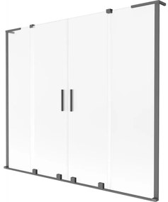 Mexen Velar L Duo parawan nawannowy 2-skrzydłowy rozsuwany 170 x 150 cm, szron, gun metal - 896-170-003-32-95