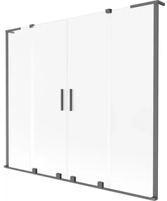 Mexen Velar L Duo parawan nawannowy 2-skrzydłowy rozsuwany 170 x 150 cm, szron, gun metal - 896-170-003-32-95