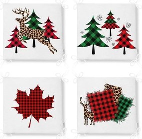 Poduszki na krzesła ze świątecznym motywem zestaw 4 szt. 40x40 cm Tartan – Mila Home