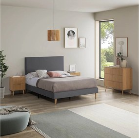 Kolumnowy stelaż tapicerowany Aura + zagłówek 160x200 cm Szary Ciemny, wysokość 30 cm.