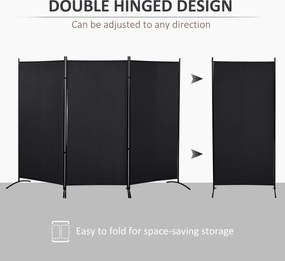 HOMCOM Dzielnik przestrzeni, 3-częściowa zasłona, Dzielnik z metalową ramą, Czarny
