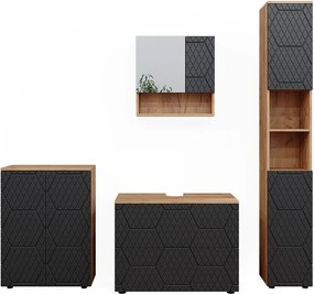 Zestaw mebli łazienkowych antracyt o strukturze plastra miodu 80x41x58 irma