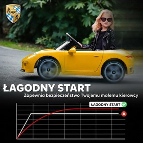 AIYAPLAY Elektryczne auto na akumulator dla dzieci z pilotem, MP3/USB, klakson, pas bezpieczeństwa — 3–5 lat, żółte