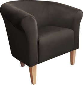 Fotel Milo tkanina Welur wygodny fotel tapicerowany do salonu i sypialni : Kolor nogi - Drewno, Kolor tkaniny - VELVET - MG05, Wysokość nogi - 20 cm