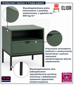 Zielona szafka nocna z szuflada i półką A2-N46