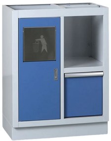 Szafka warsztatowa z koszem na śmieci do blatu EXPERT, 680 x 455 x 910 mm, niebieski