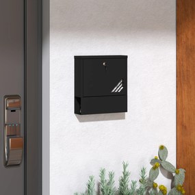 HOMCOM Skrzynka Pocztowa z Okienkiem, Montaż Ścienny, Zamykana, Odporna na Rdzę i Warunki Pogodowe, Szara