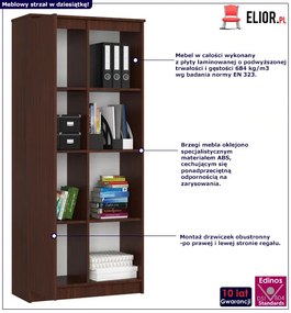 Klasyczny regał do biura z drzwiczkami wenge - Cersal 3X