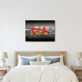 Obraz na szkle kolorowych kwadratów na czarnym tle (70x50 cm)