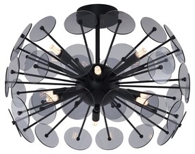 Lampa sufitowa w stylu art deco, czarna z dymionym szkłem - Atomic ArtDeco Oswietlenie wewnetrzne