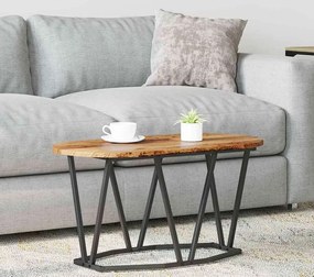 Metalowy owalny stolik kawowy stare drewno D6-T34