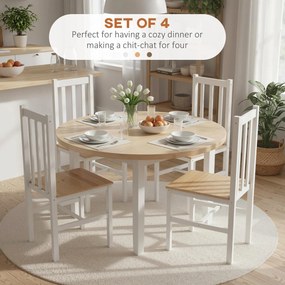 HOMCOM Zestaw 4 krzeseł kuchennych, krzesła do jadalni, drewno lite, nowoczesny design, 38,5 cm x 47,5 cm x 99 cm, naturalne