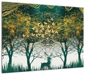 Obraz - Jelenie w zielonym lesie (70x50 cm)
