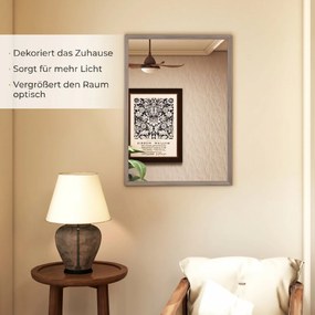 HOMCOM Lustro ścienne, 50 x 70 cm, rama w stylu drewna, łatwy montaż, wraz ze śrubami | Aosom PL