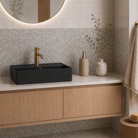 Massi Umywalka ceramiczna nablatowa / wisząca czarna z otworem na baterie 60x45 cm LERA black