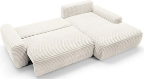 Sztruksowa kanapa narożna z funkcją spania ecru H1-F87