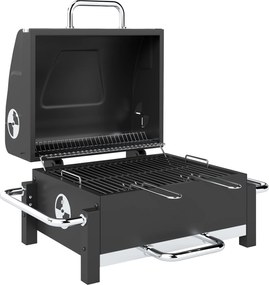 Outsunny Grill na węgiel drzewny ze stali przenośny BBQ Smoker z pokrywą regulowanymi otworami wentylacyjnymi dwupoziomowy pojemnik na węgiel termometr | Aosom PL