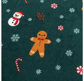 PrzytulneMieszkanie.pl Prześcieradło z mikropluszu SNOWMAN AND GINGERBREAD 200x200 cm zielone