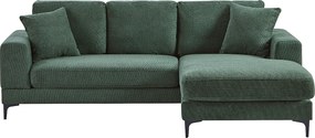 Kanapa narożna dwustronna z zieloną teksturowaną tapicerką - JAMOLO