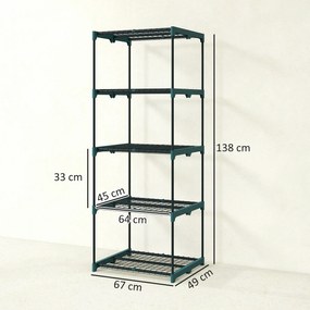 Outsunny 5-poziomowy stojak na rośliny, 138 cm wysokości, stojak na kwiaty do wnętrz i na zewnątrz, regał na rośliny ze stali, Ciemnozielony | Aosom PL