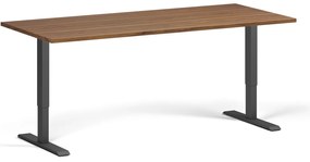 Biurko z regulacją wysokości, 180x80 cm, 1 silnik, czarna podstawa, orzech