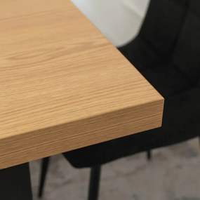 Stół Prostokątny Rozkładany EDWIN 160-260 cm Dąb Złoty/Czarny do Jadalni Nowoczesny Loft