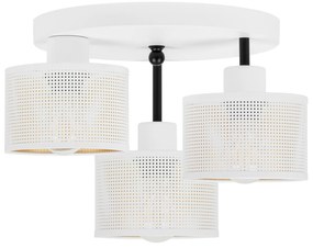 Lampa sufitowa biała trzypunktowa z białymi abażurami B-3030WE-WE E27