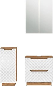 Zestaw mebli łazienkowych dąb/biały ze strukturą płytek 59.8x32x62.5 lotta