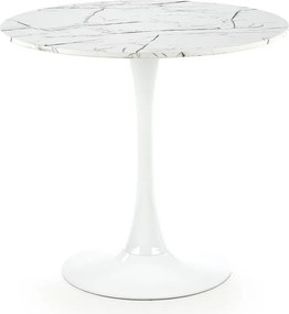 Stół kawiarniany na jednej nodze Denver imitacja białego marmuru