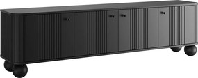 Szafka RTV Vesper 4D 187 cm - czarny / czarne uchwyty / nogi kule