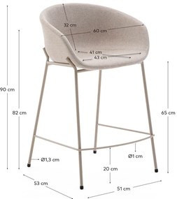 Beżowy hoker (wysokość siedziska 65 cm) Yvette – Kave Home