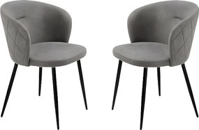 Komplet 2 krzeseł do jadalni "Claris" w jasnoszarym materiale tapicerowanym cm 56x55 78h